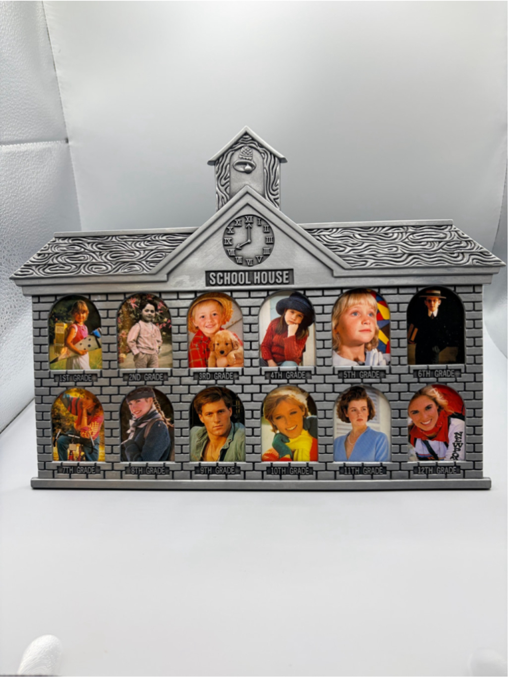 Vintage Pewter School House Picture Frame - 12 pictures NIB 1st - 12th grade